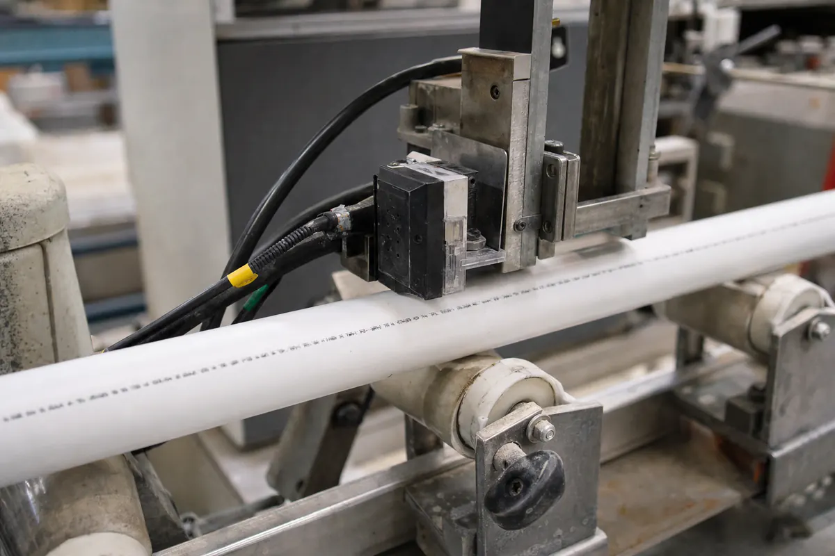رأس طباعة نافثة للحبر يطبع بيانات الدفعة على أنبوب PVC متحرك